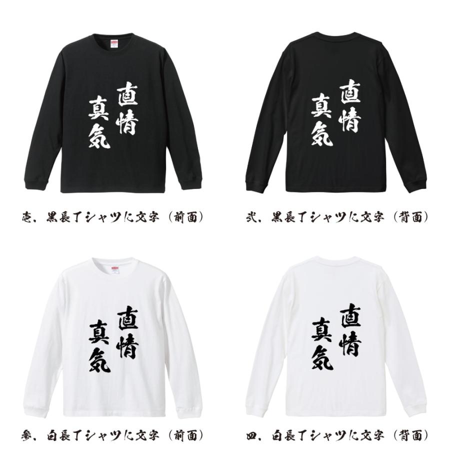 直情真気 (ちょくじょうしんき) 筆文字 長袖Tシャツ ロンT 書道家が