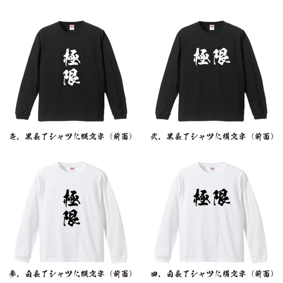 極限 (きょくげん) 筆文字 長袖Tシャツ ロンT 書道家が書く 名入れ