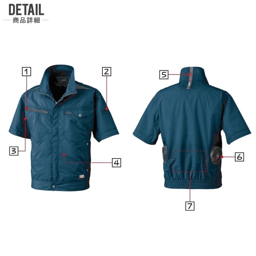 空調風神服　(2021年　フルセット　KANSAI　ななめファン)　半袖　01004　制電　ブルゾン　大川被服
