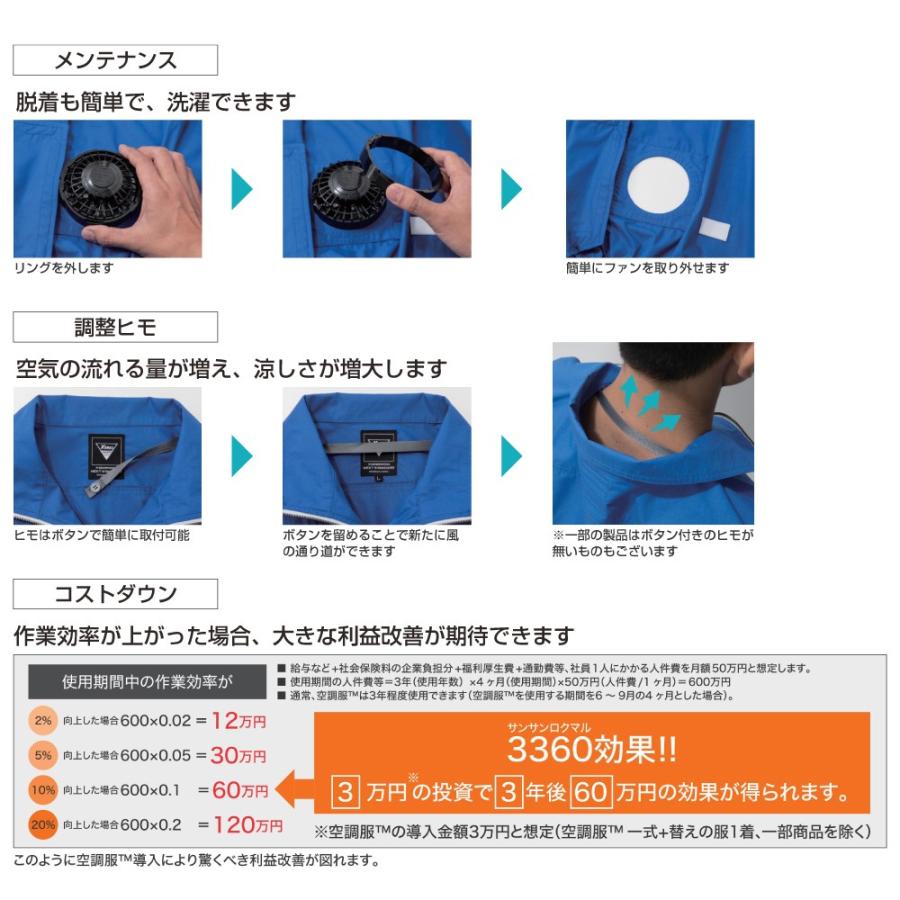 インボイス対応可 空調服 セット (電池式セット) Jichodo 自重堂 長袖 ブルゾン 帯電防止 防汚 87040｜workpro｜06