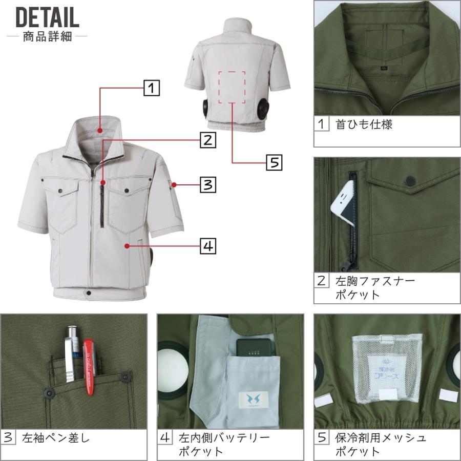 空調風神服 半袖 ブルゾン (24Vフルセット ななめファン) サンエス