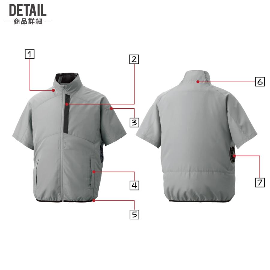 空調風神服 半袖 ブルゾン サイドファン (服のみ) サンエス SUN-S