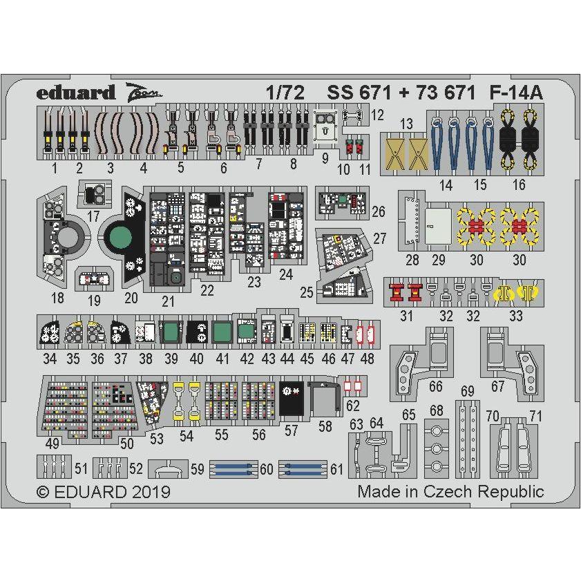 エデュアルド(73671) 1/72 F-14A トムキャット内装用エッチングパーツ(ホビーボス用)｜works-hikoukigumo