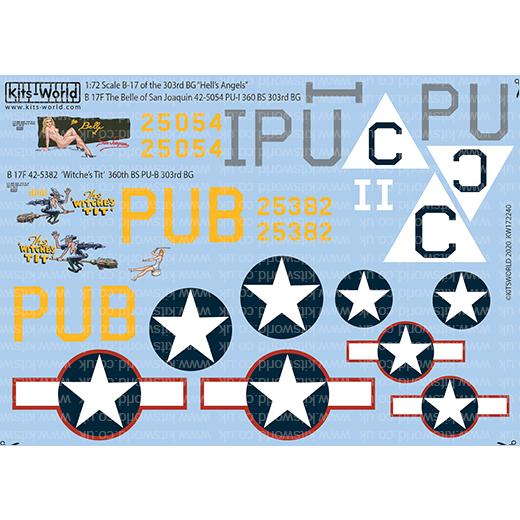 Kits-World 172240 1 72 B-17F フライングフォートレス#039;The Belle of San Joaquink#039;他用デカール