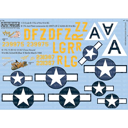 Kits-World(172241)1/72 B-17G フライングフォートレス'Just Plain Lonesome'他用デカール|works-hikoukigumo|02
