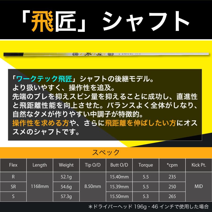 テーラーメイド ステルス2 シム2 M6 M5 M4 M3 M2 ゴルフシャフト ドライバー用 非純正 三菱 ケミカル 飛匠 シャフト ワークスゴルフ 単体 スリーブ 右用｜worksgolf｜10