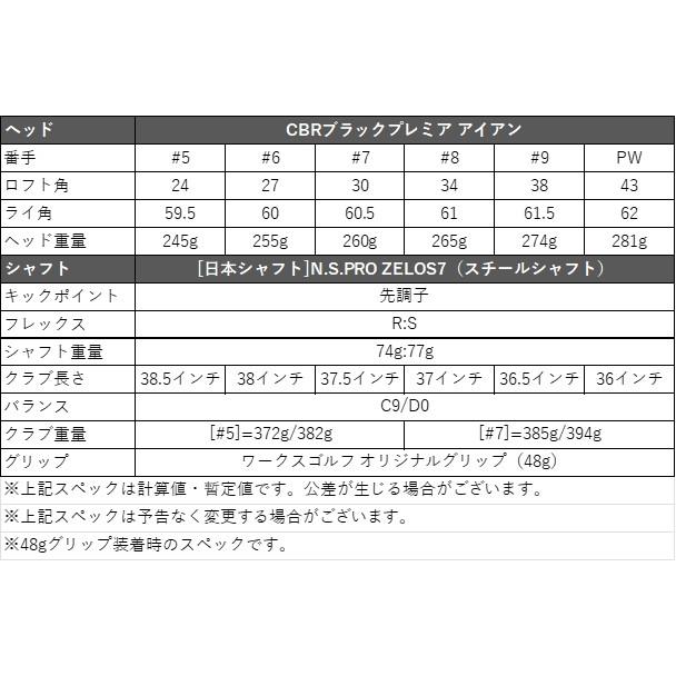 爆買 WORKSGOLF(ワークスゴルフ) CBRブラックプレミアアイアン 6本 NS Pro ZELOS 7 シャフト仕様 スチール_13