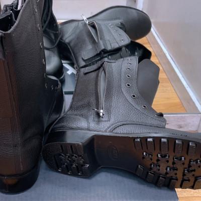 青木産業 青木 革製安全靴 703 長編上 ファスナー付き : ワーク