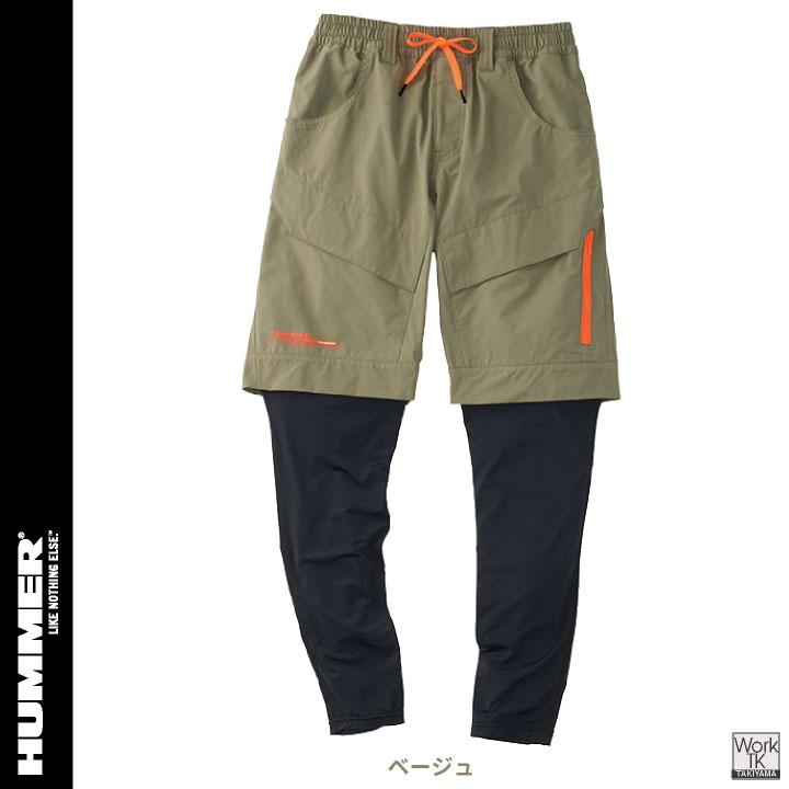 HUMMER 冷感 レギンス付きハーフパンツ 涼しい 軽量 ストレッチ 作業ズボン レイヤード レギンス 春夏 作業着 メンズ レディース 大きいサイズ at-15671 爆買 | アタックベース | 07