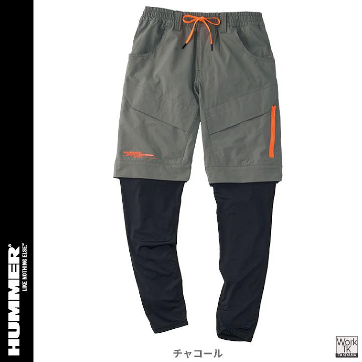 HUMMER 冷感 レギンス付きハーフパンツ 涼しい 軽量 ストレッチ 作業ズボン レイヤード レギンス 春夏 作業着 メンズ レディース 大きいサイズ at-15671 爆買 | アタックベース | 09