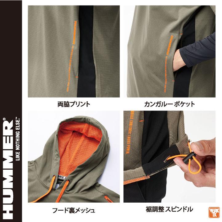 HUMMER パーカー 半袖 ドライ 吸汗速乾 軽量 涼しい プルオーバー オーバーシルエット 春夏 作業服 作業着 メンズ レディース ハマー アタックベース at-38559 |  | 03
