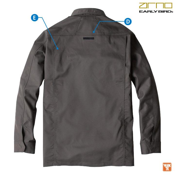 ビッグボーン 春夏 ストレッチ シャツ 長袖 ワークシャツ 作業着 作業服 メンズ レディース 国産素材 冷感 帯電防止 大きいサイズ アーリーバード bb-eba6245 | bigborn | 04