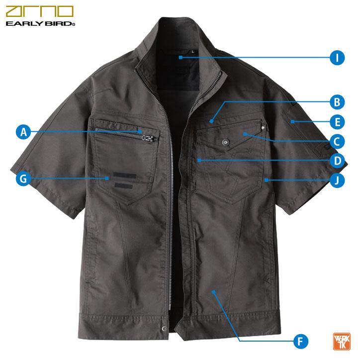 ビッグボーン 春夏 ストレッチ ジャケット 半袖 ジャンパー ブルゾン 作業着 作業服 メンズ レディース 帯電防止 大きいサイズ アーリーバード bb-eba6248 | bigborn | 03