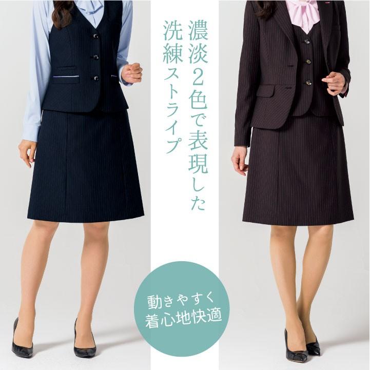 Aラインスカート レディース ドットストライプ ボンマックス 事務服 ひざ丈 制服 ユニフォーム フォーマル おしゃれ オフィス スカート BONMAX bm-as2286 | ボンマックス（ユニフォーム） | 03