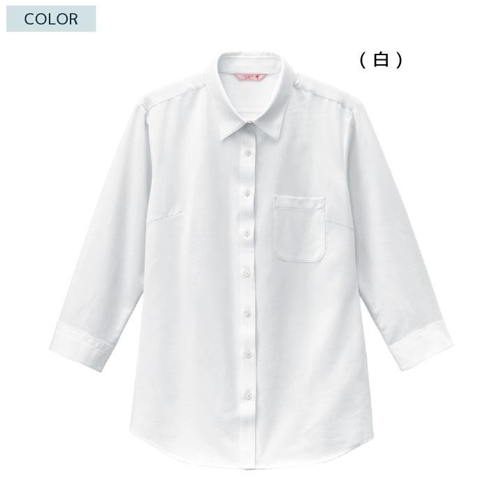 七分袖 ニットシャツ レディース ワイシャツ 白シャツ ノーアイロン オフィス 事務 サービス業 レストラン シンプル bo-24244 |  | 05