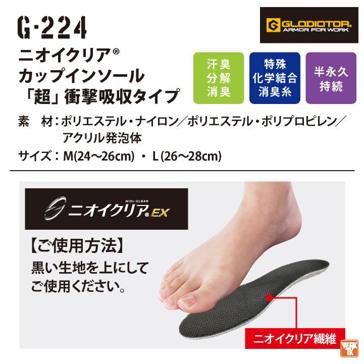 消臭 インソール 中敷き 衝撃吸収 クッション ムレ防止 吸湿性 汗臭 足臭 靴 スニーカー シューズ 作業 立ち仕事 ニオイクリア コーコス (ネコポス) cc-g224 | COーCOS | 06