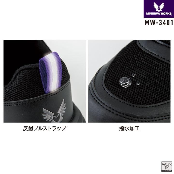 コーコス ミネルヴァワークス 厚底 安全靴 樹脂先芯 ひも式 軽量 ローカット 作業靴 セーフティシューズ セーフティーシューズ スニーカー おしゃれ cc-mw3401 | COーCOS | 03
