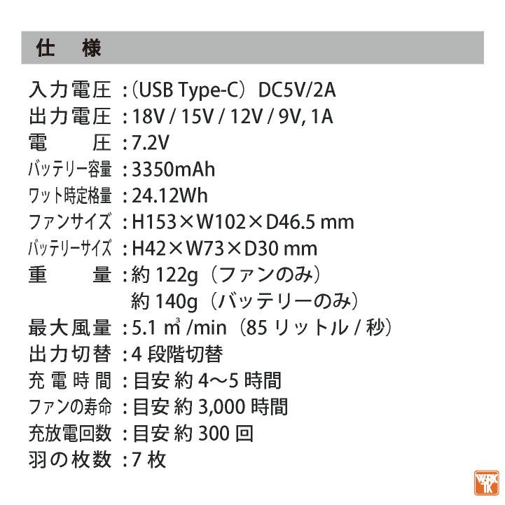 CUC 空調作業服 ケーブルレス ファン バッテリー 一体型 18V 軽量 デバイス 空調ウェア ファン付きウェア 電動ファン 暑さ対策 熱中症対策 中国産業 cs-992002 | CUC | 07