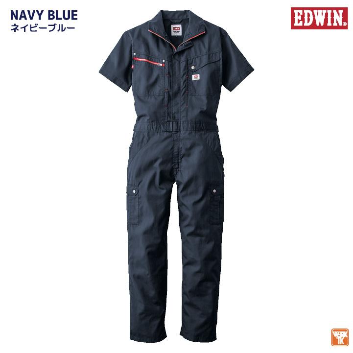 半袖つなぎ 半袖ツナギ エドウインオールインワン EDWIN ミニヘリンボン シャドーストライプつなぎ 春夏 エドウィン edwin-81003 | ブランド登録なし | 06