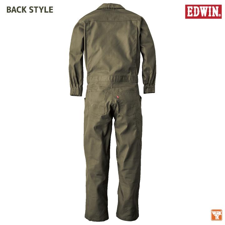 EDWIN（エドウィン） 長袖デニムつなぎ服 ストレッチ 帯電防止織物使用