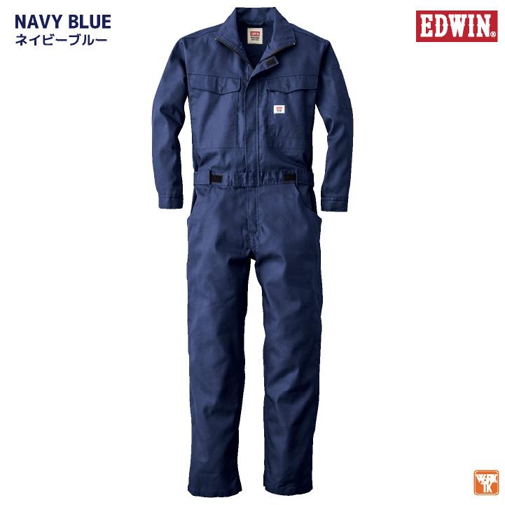 長袖デニムつなぎ服 EDWIN ストレッチ 帯電防止織物使用 シンプルシルエット 作業着 おしゃれ カジュアル つなぎ 年間 春夏 秋冬 エドウィン edwin-81010 | EDWIN | 06