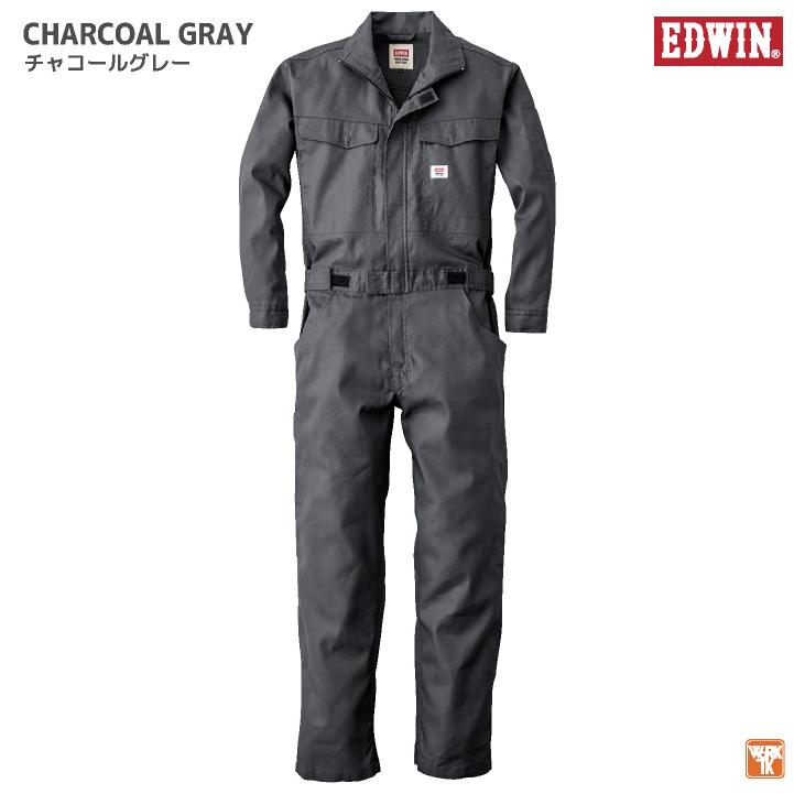 長袖デニムつなぎ服 EDWIN ストレッチ 帯電防止織物使用 シンプルシルエット 作業着 おしゃれ カジュアル つなぎ 年間 春夏 秋冬 エドウィン edwin-81010 | EDWIN | 07