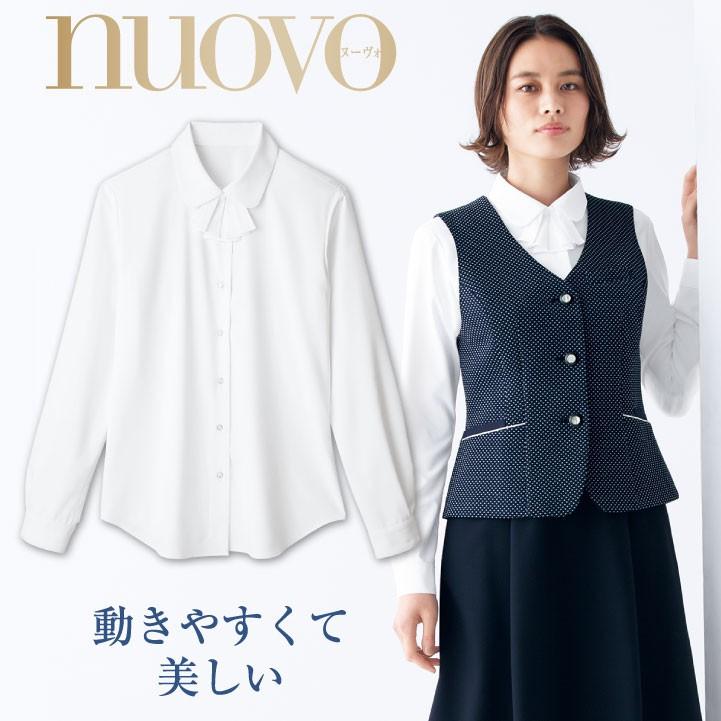 長袖ブラウス レディース リボン付き 事務服 シャツ スーツ nouvo ヌーヴォ フォーク オフィスウェア フォーマルウェア 制服 fo-fb75587 爆買 | FOLK