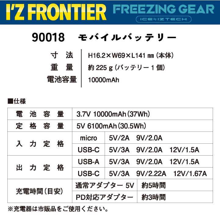 アイズフロンティア モバイルバッテリー 10,000mAh 電動ウェア用 ペルチェ用 デバイス おしゃれ かっこいい I'Z FRONTIER if-90018 爆買 | I'Z FRONTIER | 04