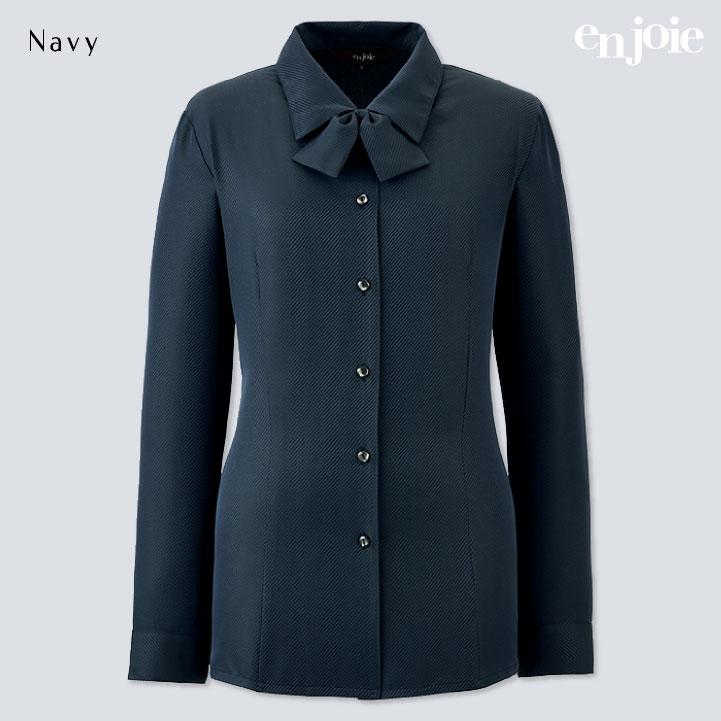 レディース 長袖シャツ ブラウス ワイシャツ オフィス OL 事務服 制服 5号 7号 9号 11号 13号 15号 白 黒 紺 ホワイト ブラック ネイビー ジョア jo-01250 | ジョア | 06