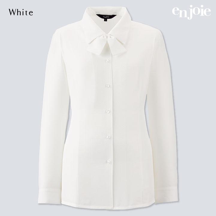 レディース 長袖シャツ ブラウス ワイシャツ オフィス OL 事務服 制服 5号 7号 9号 11号 13号 15号 白 黒 紺 ホワイト ブラック ネイビー ジョア jo-01250 | ジョア | 08