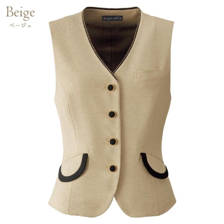 ベスト レディース アンジョア ベージュ 事務服 制服 ジレ 仕事服 受付 接客業 ホテル 美術館 enjoie jo-11520 | ジョア | 09