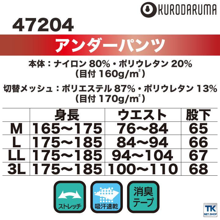 アンダーパンツ インナー ストレッチ 接触冷感 消臭 クロダルマ タイツ 春夏 ネコポス kd-47204 | クロダルマ | 04