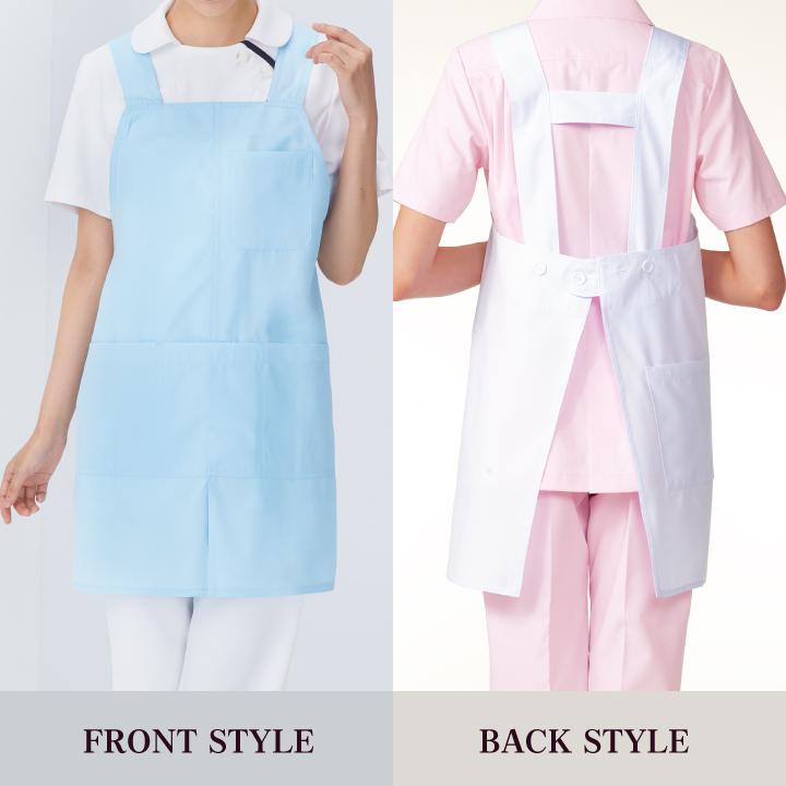 カゼン ショート丈エプロン 男女兼用 医療用 病院 看護師 ナース 介護士 福祉施設 ヘルパー 栄養士 保育士 幼稚園教諭 工業洗濯対応 ネコポス kz-914 | KAZEN | 06