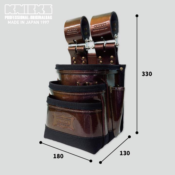 KNICKS ニックス 総ヌメ革使用 3段腰袋 バリスティック補強仕上げ