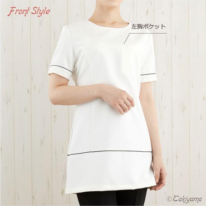 シロタコーポレーション チュニック ホワイト ブラック 透け防止 ストレッチ エステ ネイル クリニック 受付 医療系 制服 シロタ 半袖 sc-e3114 | ブランド登録なし | 10