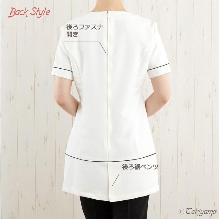 シロタコーポレーション チュニック ホワイト ブラック 透け防止 ストレッチ エステ ネイル クリニック 受付 医療系 制服 シロタ 半袖 sc-e3114 | ブランド登録なし | 12