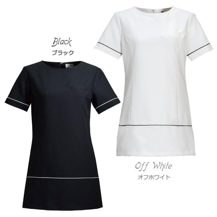 シロタコーポレーション チュニック ホワイト ブラック 透け防止 ストレッチ エステ ネイル クリニック 受付 医療系 制服 シロタ 半袖 sc-e3114 | ブランド登録なし | 07
