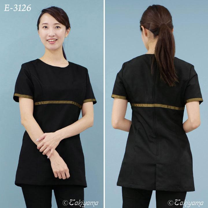 シロタコーポレーション チュニック ライトベージュ ブラック 透け防止 ストレッチ エステ ネイル クリニック 受付 医療系 制服 シロタ 半袖 sc-e3126 | ブランド登録なし | 06