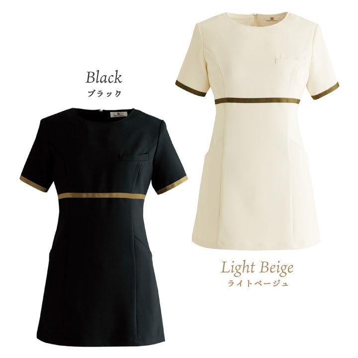 シロタコーポレーション チュニック ライトベージュ ブラック 透け防止 ストレッチ エステ ネイル クリニック 受付 医療系 制服 シロタ 半袖 sc-e3126 | ブランド登録なし | 08