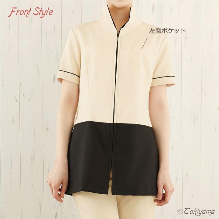 シロタコーポレーション レディースジャケット 透け防止 ストレッチ ボックスプリーツ エステ ネイル クリニック 受付 医療系 制服 シロタ 半袖 sc-e3132 | ブランド登録なし | 10