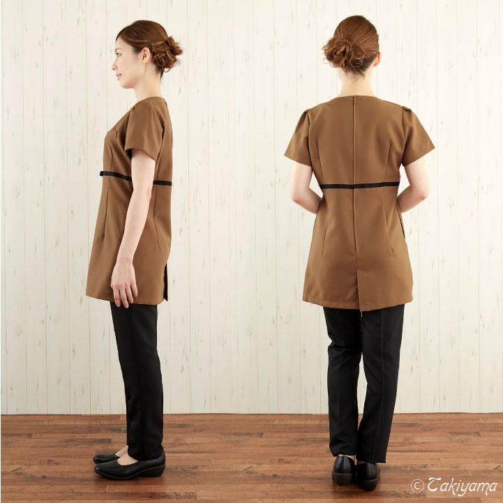 シロタコーポレーション チュニック ブラウン Aラインシルエット エステ ネイル サロンスタッフ クリニック 受付 医療系 制服 シロタ 半袖 sc-e3138 | ブランド登録なし | 05