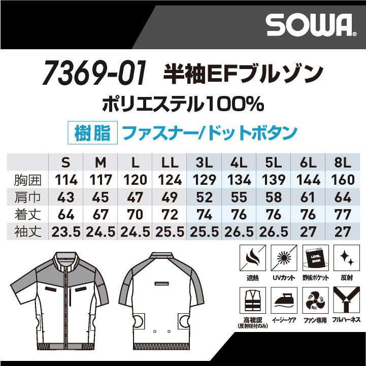 SOWA 半袖空調作業服フルセット 春夏 メンズ レディース 遮熱 UVカット
