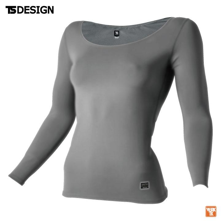 TS DESIGN レディース防寒長袖インナー 秋冬 防寒着 防寒 レディース インナー ストレッチ 作業着 インナーシャツ スポーツ 長袖 ネコポス tw-80152 | TS DESIGN | 02