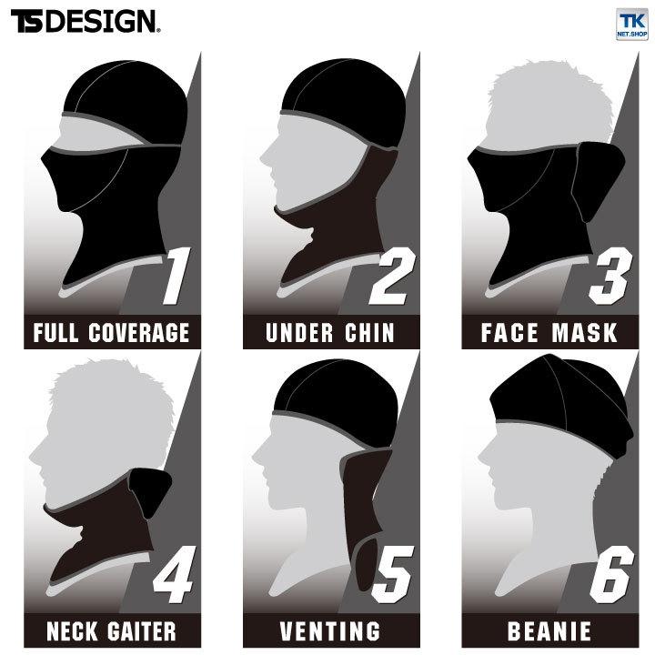 TS DESIGN バラクラバプロ フェイスマスク 目だし帽 BALACLAVA ラミネート加工 6WAY 裏ボア仕様 秋冬 ネコポス tw-82290 | TS DESIGN | 01