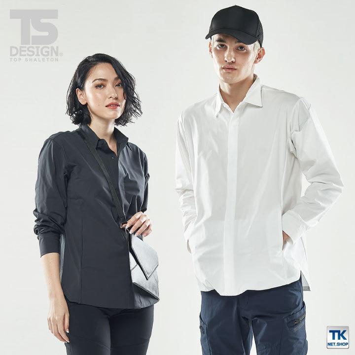 TS DESIGN ロングスリーブシャツ 長袖 ストレッチ 軽量 吸汗速乾 作業着 メンズ レディース TOWA 営業 無地 年間 スーツ フォーマル 春夏 秋冬 tw-9205-b |  | 07
