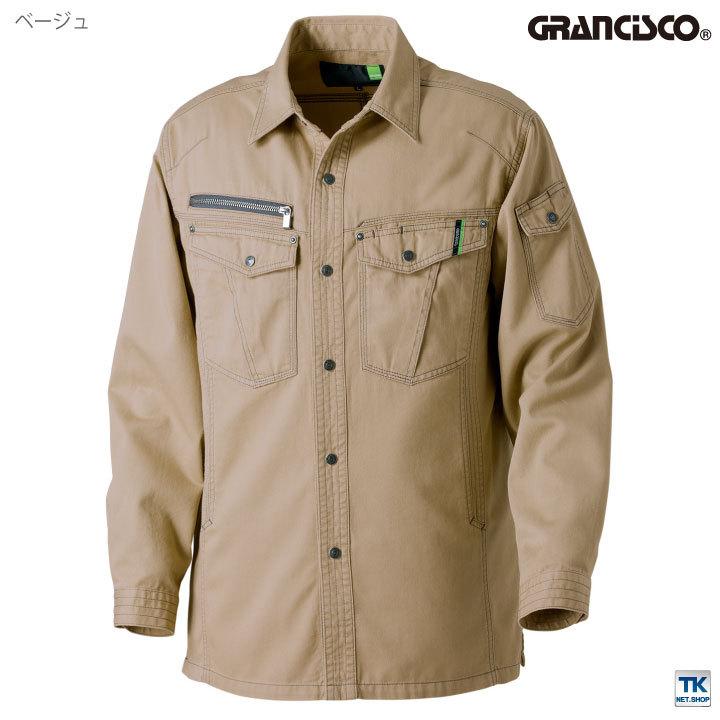 ワークシャツ 作業着 作業服 グランシスコ ワークウェア ピーチチノ 綿100％ ガーメントウォッシュ おしゃれ タカヤ ジャケット 秋冬 GRANCISCO 長袖 ty-gc5002 |  | 02