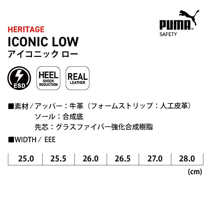 PUMA セーフティシューズ ひも式 ローカット 樹脂先芯 本革 スエード アイコニックロー 安全靴 作業靴 スニーカー 64.202.0 64.203.0 プーマ yn-64-2020 |  | 11