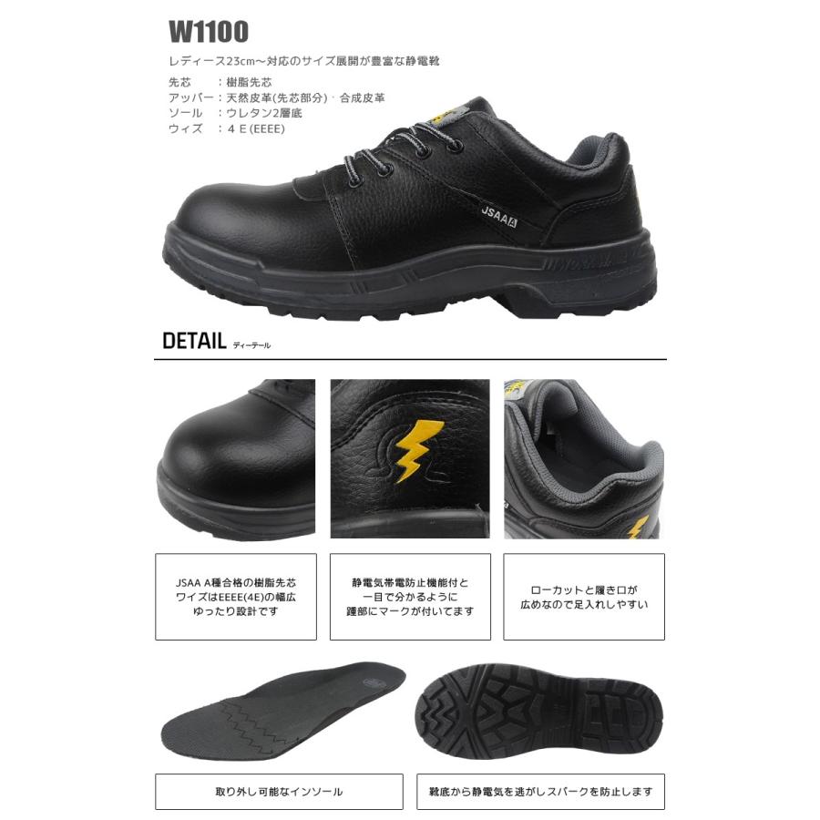 【優良配送】 安全靴 セーフティーシューズ ジーデー GD A種 樹脂先芯 静電靴 ローカット 静電気帯電防止 女性用 レディース対応 W1100@ |  | 01