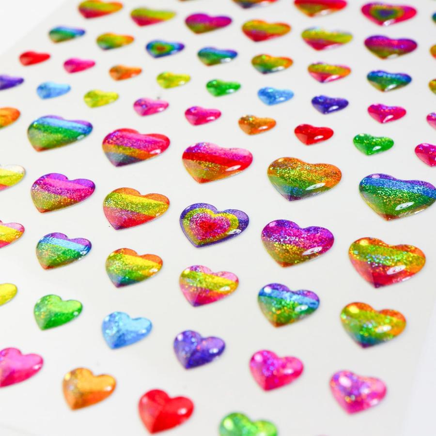 きらきらぷんぷん丸 ご褒美シール 3D ハート レインボー ラメ 立体