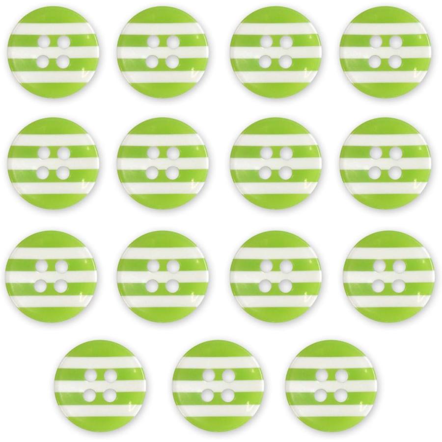 ぶんぶん丸 きらきらぷんぷん丸 四つ穴ボタン 縞模様 くぼみ 黄緑 白 12.5mm 15個
